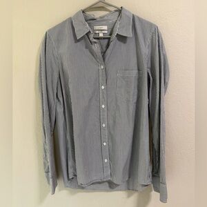 J.Crew Navy White Stripe Button Down Shirt Size 12